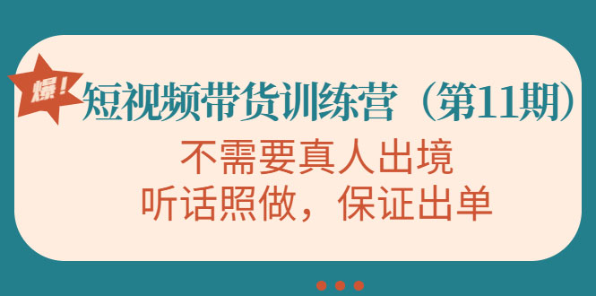 视频带货训练营，不需要真人出境，听话照做，保证出单(第11期)